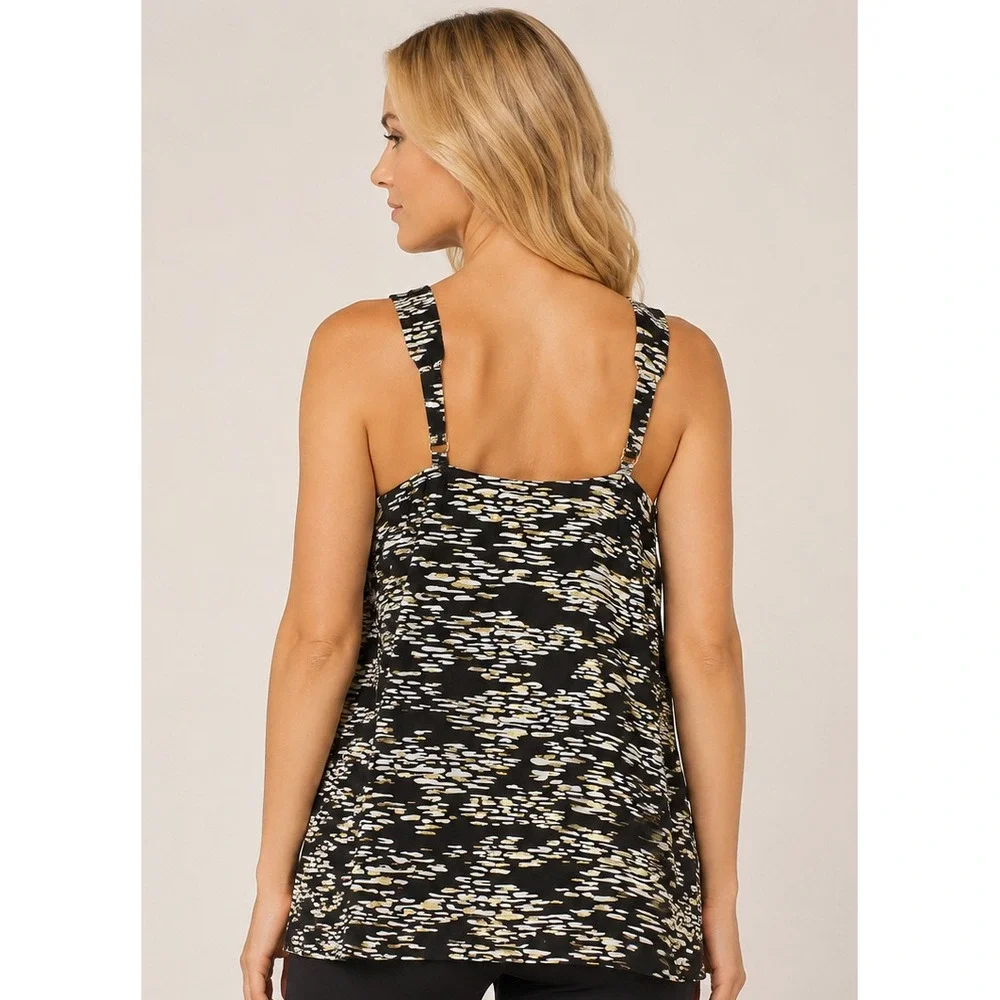 NWT Miraclesuit Zari Dazzle Tankini Top Size 16 Black Gold White Shaping Swim